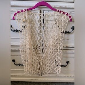 Elegant Pearl Beaded Net Top (M-L)